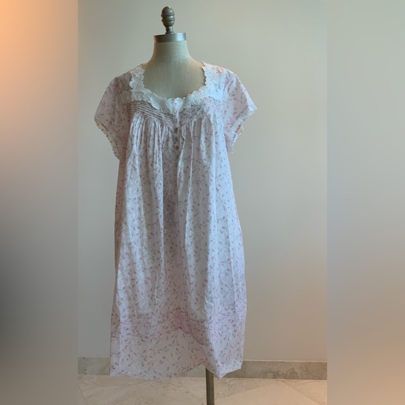 Eileen West Pink Floral Nightgown XLG NWOT - Picture 1 of 5